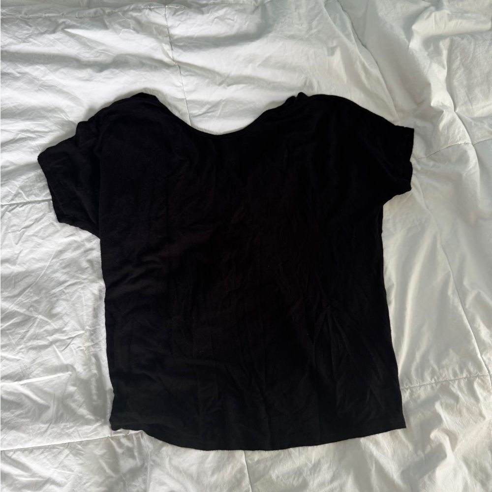 Francesca’s Black Twist Front Short Sleeve Tee Size XXS